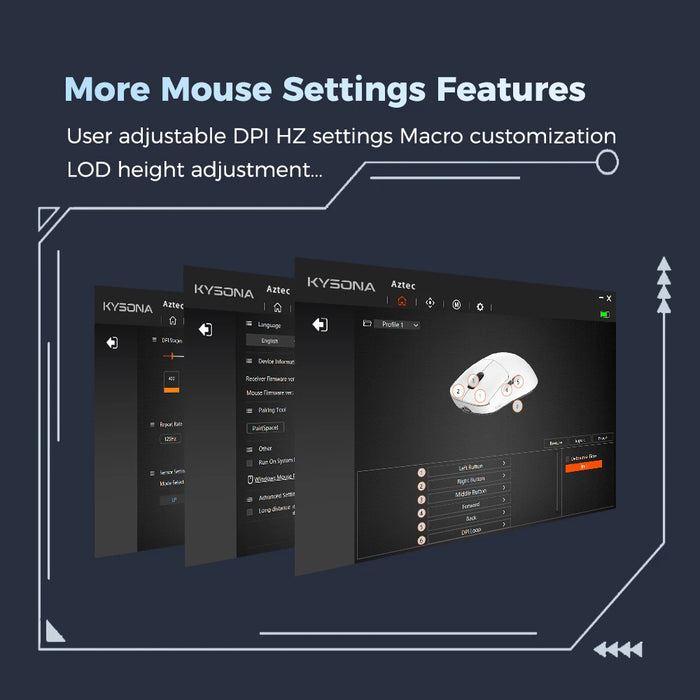 Kysona Aztec PAW3395 Wireless Gaming Mouse 55g Ultra-Light 26000DPI 6 Buttons 90 Million Optical Computer Mouse For Laptop PC