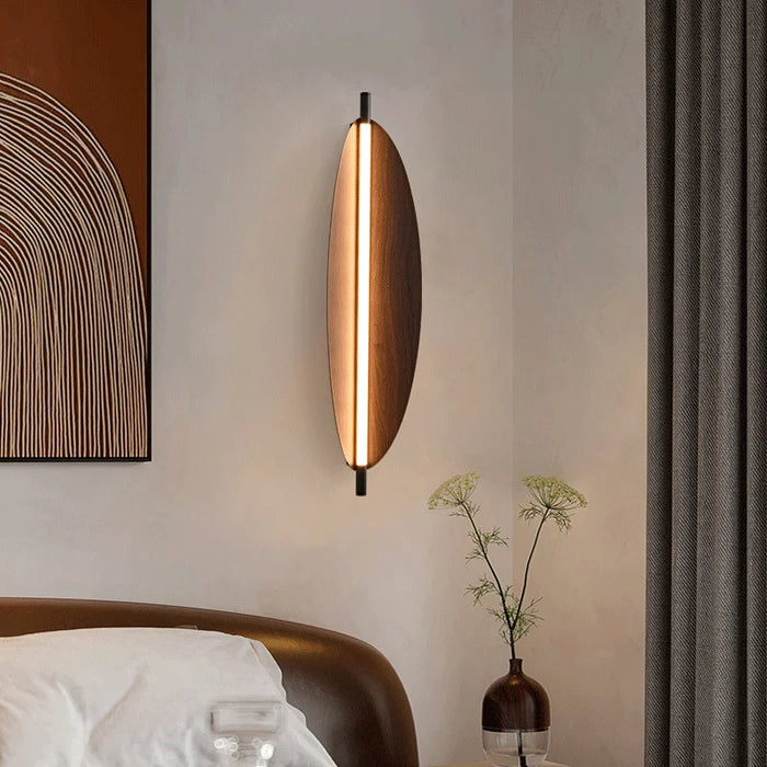 Nordic Long Strip Living Room Wall Lamp Japanese Wood Grain Decoration Sconce Simple Bedroom Bedside Stairway Corridor LED Light