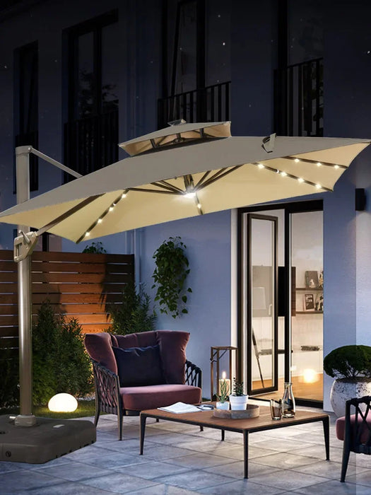 Outdoor solar umbrella courtyard garden large LED lamp day and night outdoor stall Roman umbrella