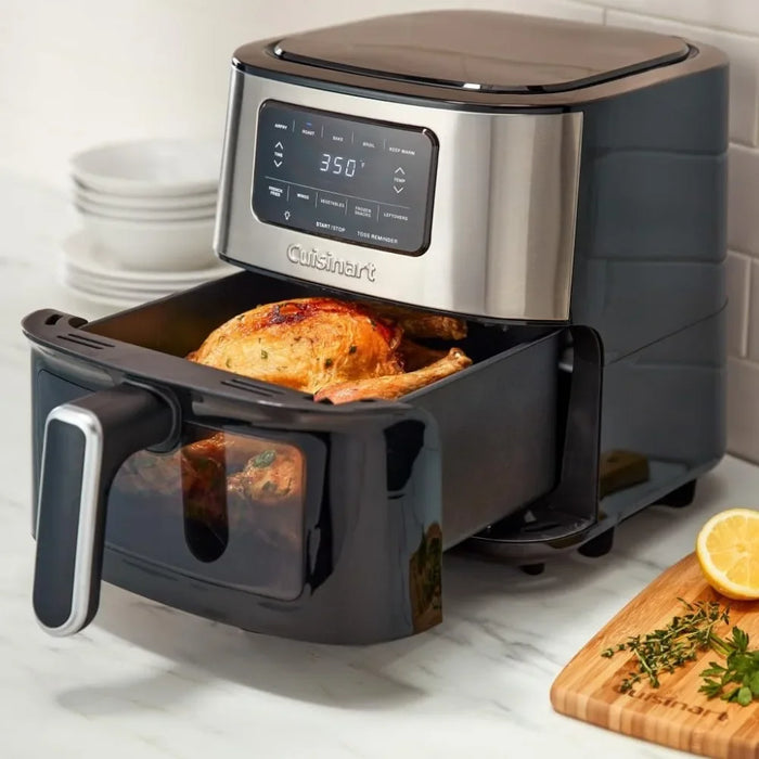 6-Qt Basket Air Fryer Oven that Roasts, Bakes, Broils & Air Frys - Digital Display with 5 Presets, Non-Stick & Dishwasher Safe