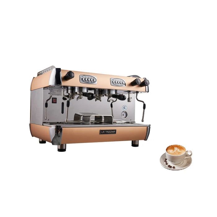 LA TAZZINA Double Groups Coffee Machine 11L Food Grade Stainless Steel Boiler For Restaurant/Cafe