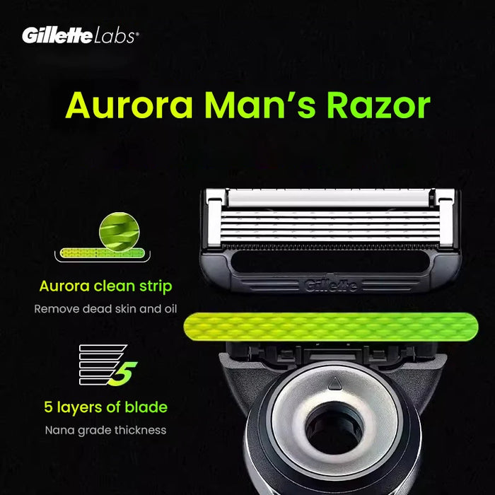 Gillette Aurora Series Labs Razor Men's Face Shaving Razor Safety Manual Shaver Hair Removal Beard Shaving Set 5-layers Blades