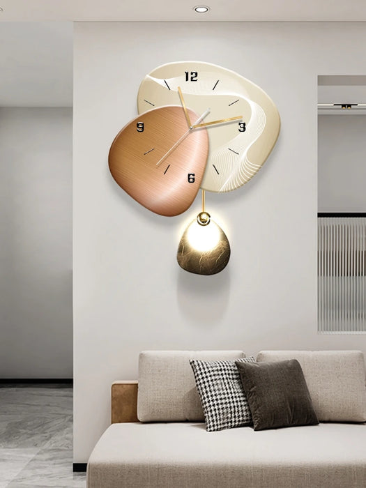 Home decorations Shi Lai Yun Zhun (Lucky Dumplings) clock background wall light glowing clock wall lamp mute wall clock mural