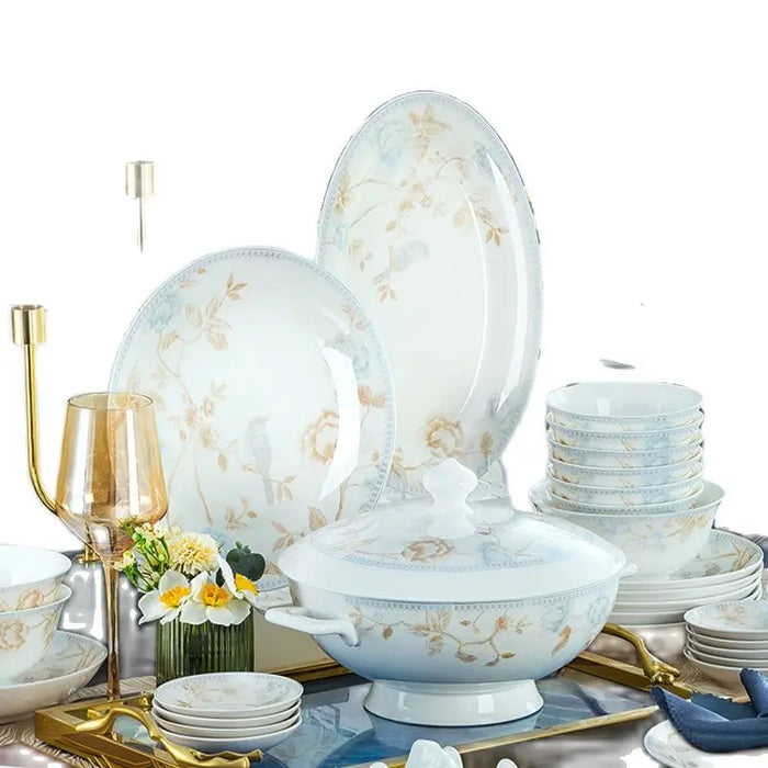 Jingdezhen Ceramic Dinnerware Set Kitchen Tableware Dinner Dish Ceramic Plates and Dishes Bowls 56pcs combination dishes set