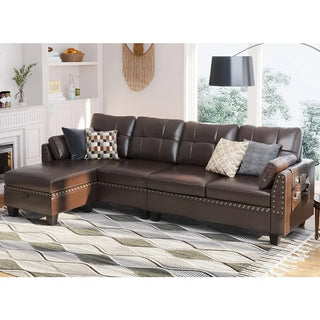 Comfort Sofa Couch Reversible L Shaped Couch,Ergonomically Designed 4 Seat Sofa Sectional Couch,Easy To Clean Material,Sofa Cama