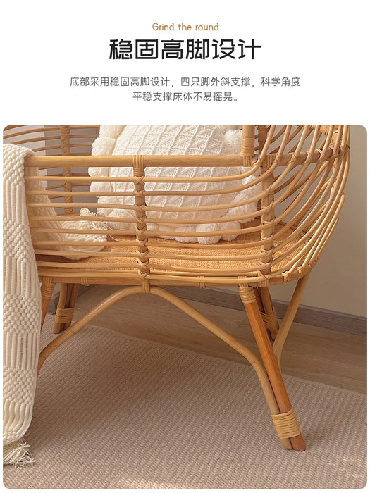 Rattan furniture rocking baby bedspread, high protective fence, anti-falling cart, cradle, sleeping basket, movable.