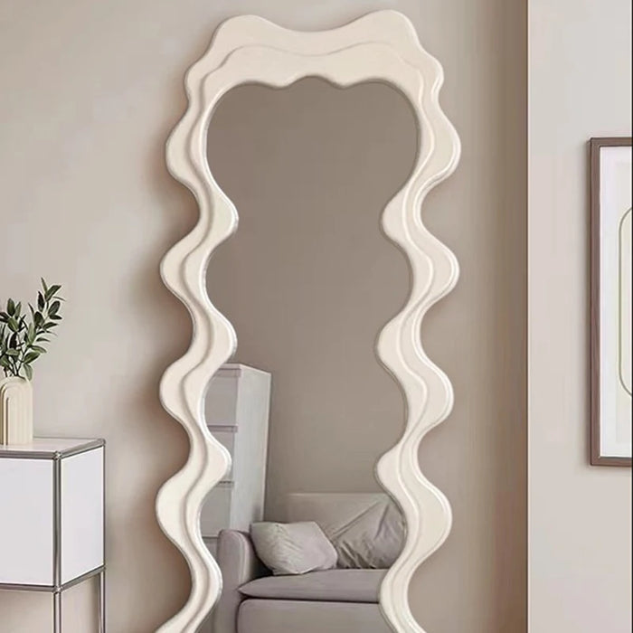 Metal Frame Mirrors Living Room Irregular Full Body Floor Bedroom Modern Art Design Makeup Mirror Wavy Espejos Room Decoration