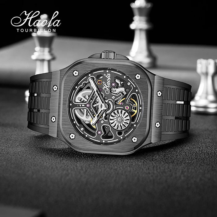 Haofa Luminous Automatic Mechanical Watches Mens 2023 Sapphire Flying Self-winding Automatic Skeleton Movement Watch For Men