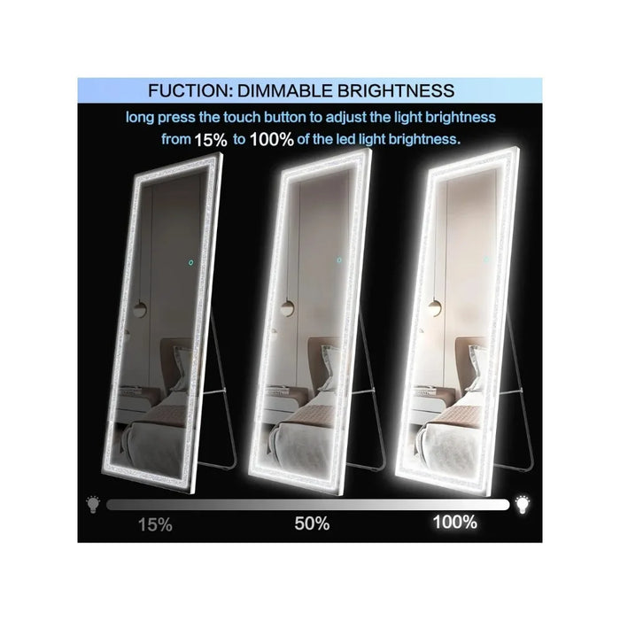 Mirror with Star Pattern Light -Stand up Mirror, Wall Mounted Hanging Mirror, Bedroom Mirror with Dimming & 3 Color Modes