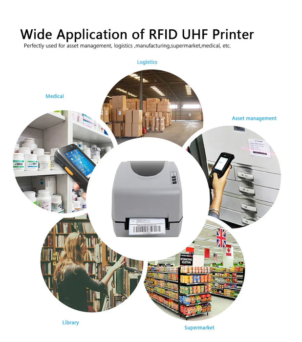 uhf sticker printer rfid label/ ticket /paper wristband smart label encoding machine with write and printing rfid machine