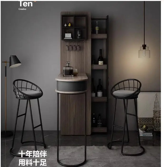 Telescopic bar table against the wall modern simple family living room partition bar wine cabinet