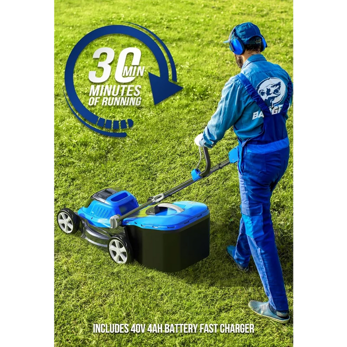 WILD BADGER POWER Lawn Mower 40V Brushless 18" Cordless, 5 Cutting Height Adjustments Electric Lawn Mower