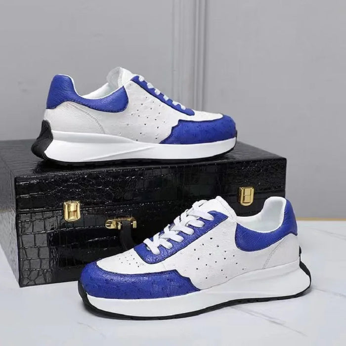 BATMO 2023 new arrival Fashion Ostrich skin causal shoes men,male Genuine leather White Sneaker PDD142