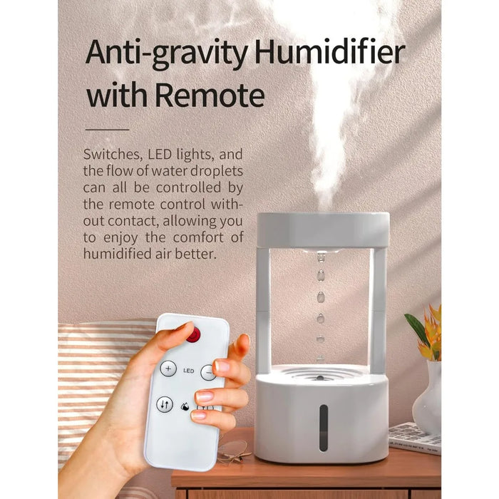 Anti Gravity Cool Mist Humidifiers for Bedroom with LED Lights 580ML, Anti Gravity Water Droplets Air Humidifier