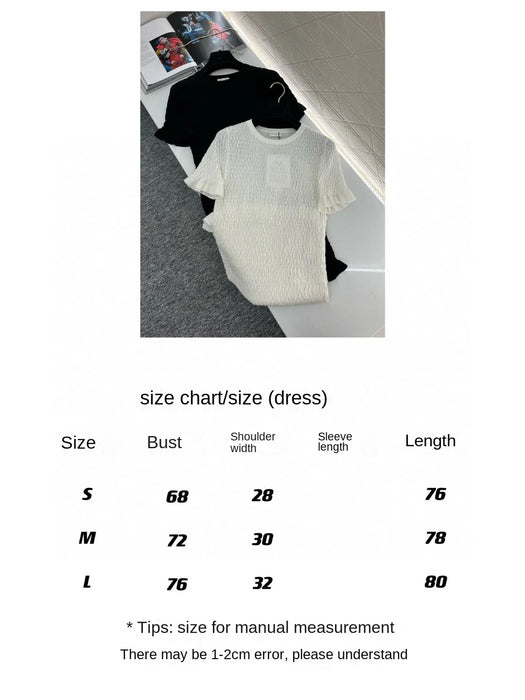 2024 Summer New High Quality Women's Wear Lotus leaf three-dimensional wave short sleeved knitted dress 0621