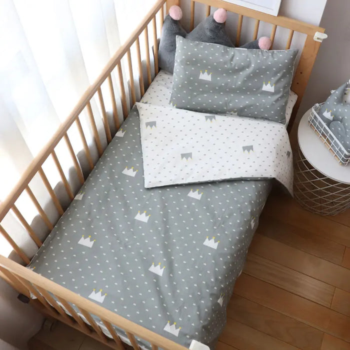 Baby Bedding Set Soft Cotton Baby Cot Kit Crib Bedding Set Quilt Duvet Cover Pillow Pilowcase Sheet Bumpers Baby Room Decoration