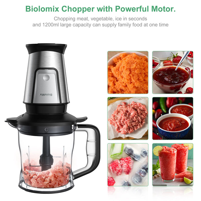 BioloMix 3-in-1 Multifunctional Food Processor 700W Portable Juicer Blender Personal Smoothie Mixer Food Chopper and Dry Grinder