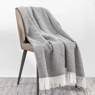 Grey Knitted Throw Blanket with Tassels Bubble Textured Soft Lightweighted Throws For Couch Cover Home Decor