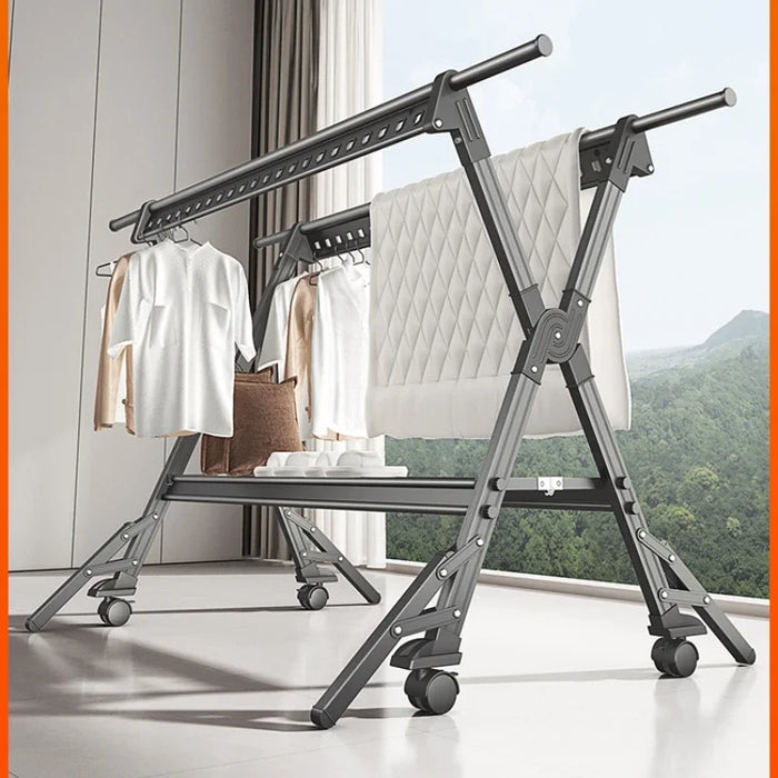 folding clothes rack floor indoor balcony telescopic clothes rod home cool bask in the quilt artifact baby rack