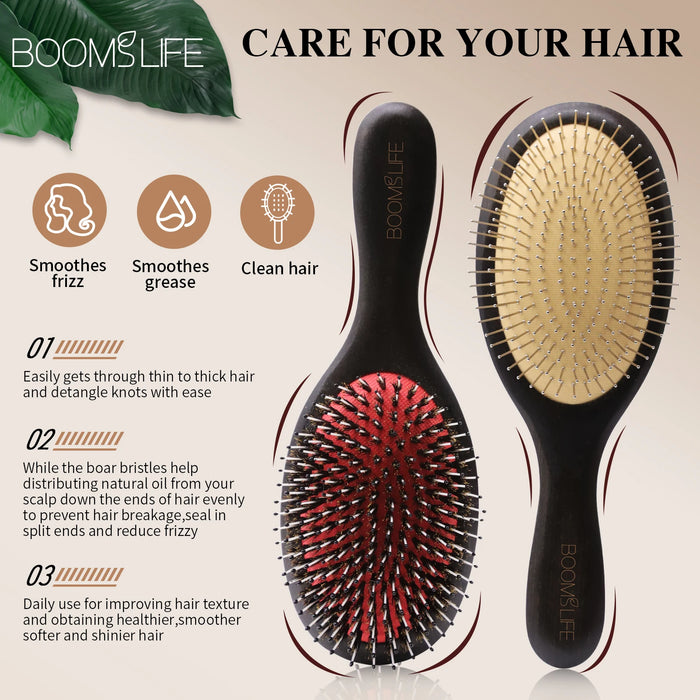 Steel Hair Brush Women Custom Name Wood Hair Brush Metal Stainless Pin Hairbrush Head Scalp Massage Comb Brosse Cheveux Femme