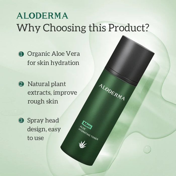 ALODERMA Men Aloe Hydrating Toner 135ml ,Natural Organic Aloe Vera Toner Boosts Hydration For Men,Lift Soften Refresh Skin