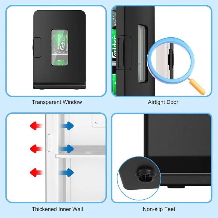 15 Liter/21 Cans Mini Fridge for Bedroom, 110V AC/12V DC Portable Skincare Fridge, Thermoelectric Cooler