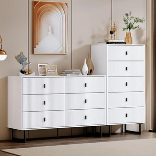 5/6 Drawer Dresser for Bedroom,Modern Drawer Chest Tall Storage Cabinet Organizer Unit with Metal Legs,for Living Room,Hallway
