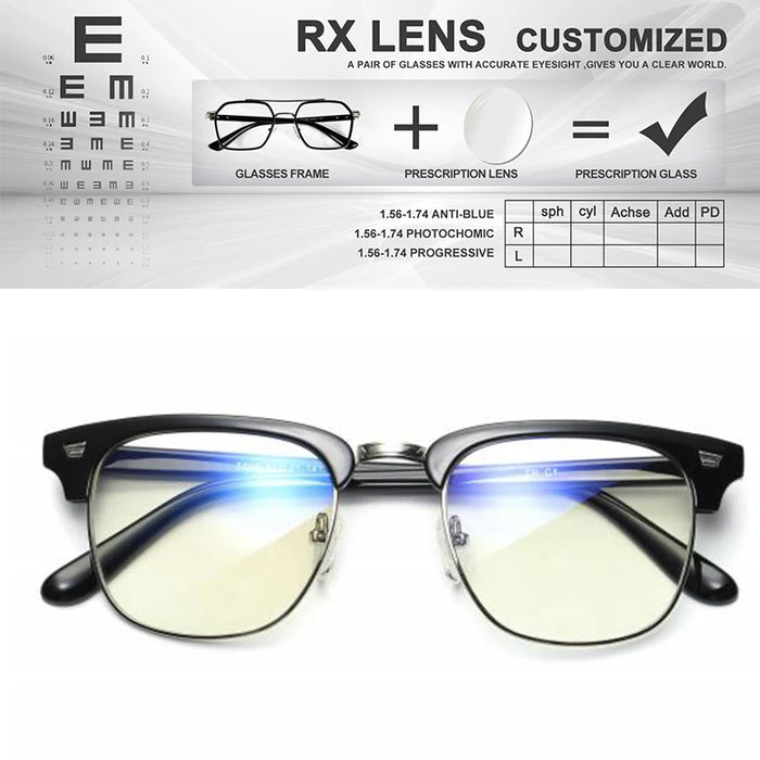 1.61 Blue Cut Lens Prescription Eyewear RX Custom Best Grade TR90 Metal Myopia Optical Glasses