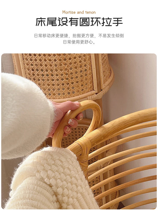 Rattan furniture rocking baby bedspread, high protective fence, anti-falling cart, cradle, sleeping basket, movable.