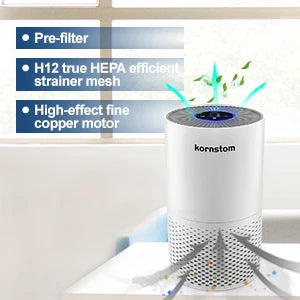 Air Purifier For Home Allergies Pets Hair In Hepa Filter 50db Filtration System Cleaner Odor Eliminators Remove 99.97% White