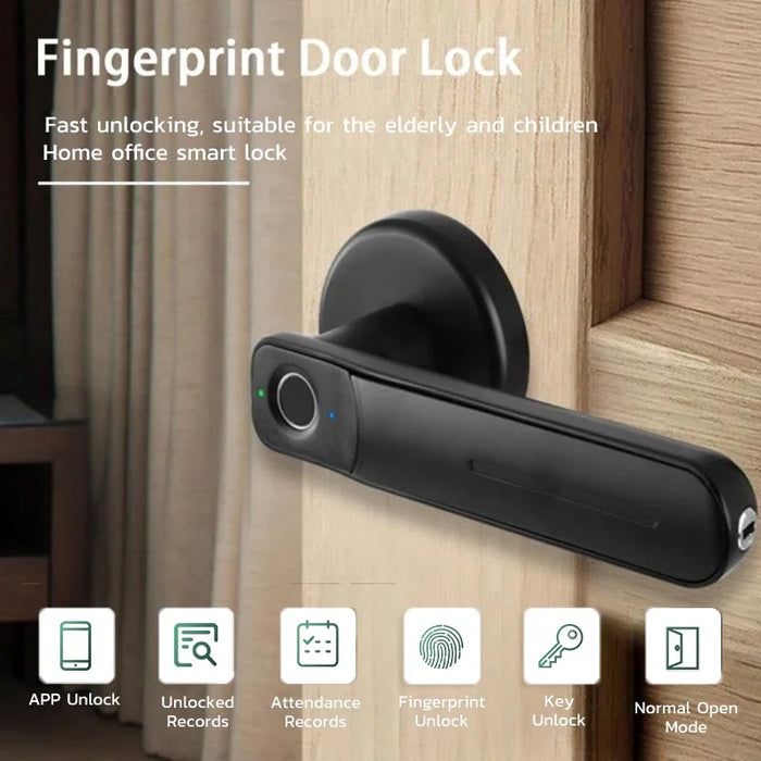 Keyless Door Lock Deadbolt Handle Safety Biometric Fingerprint Digital Lock Office Room Door