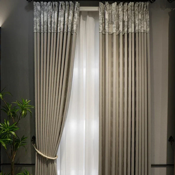 Modern simple Blackout New Light Luxury Curtain French Gray Jacquard Curtains for Living Dining room Bedroom Tulle Custom