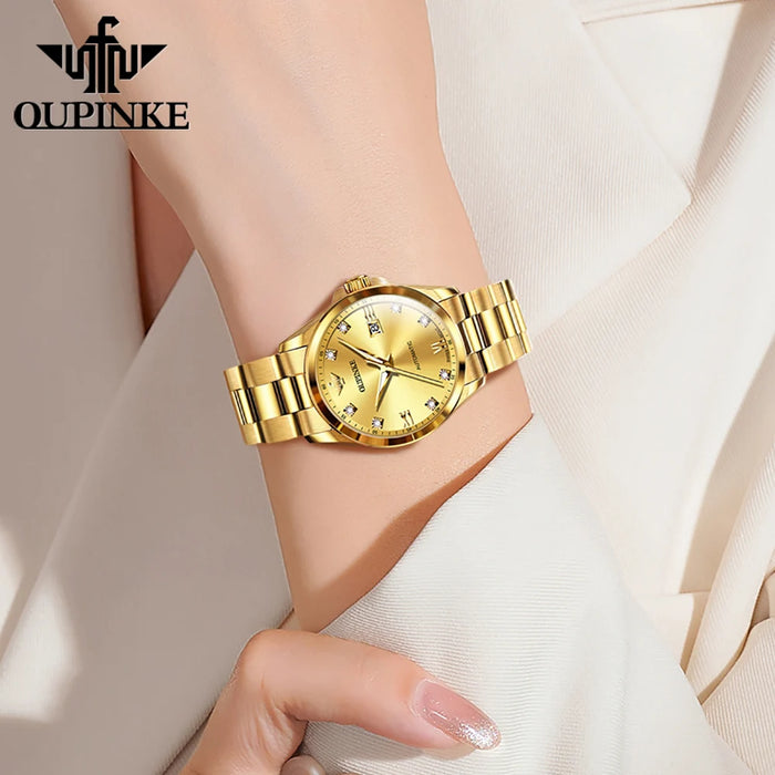 OUPINKE 3199 Real Diamond Mechanical Watch for Women Luxury Brand Imported Swiss Movement Original Automatic  Women's Watches