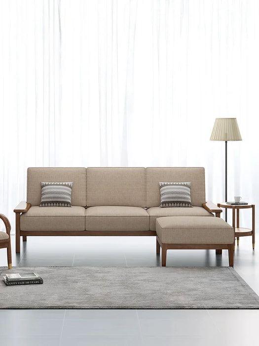 Nordic pure solid wood sofa, cloth art, small household, Japanese ash wood, modern, simple and lazy lounge sofa