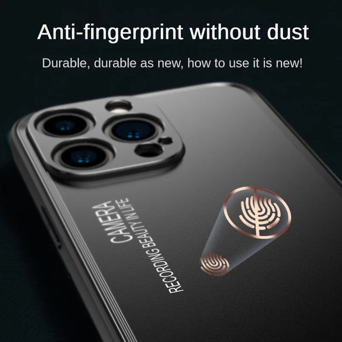 Luxury Metal painted Phone Case For Iphone 11 12 13 14 Pro Max Plus  With Lens Protection TPU Frame Matte Backplate Metal Cover