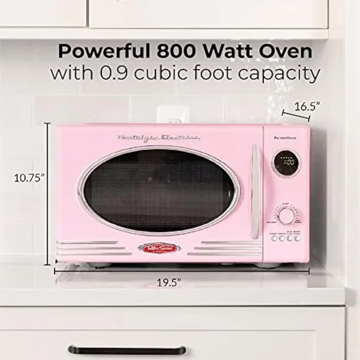 Retro Countertop Microwave Oven-0.9 cu ft-12 Pre-Programmed Cooking Settings - Digital Clock - Kitchen Appliances