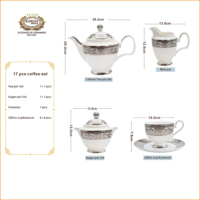 17pcs ModernLuxury High quality porcelain Creative Fine Bone China Tea Set With Teapot for 6 people