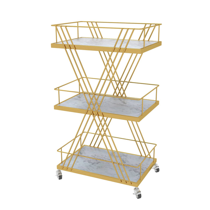 Iron Art Salon Trolleys Modern Salon Furniture Beauty Salon Trolley with Wheels Light Luxury Golden Rack Home Multi-layer Rack U