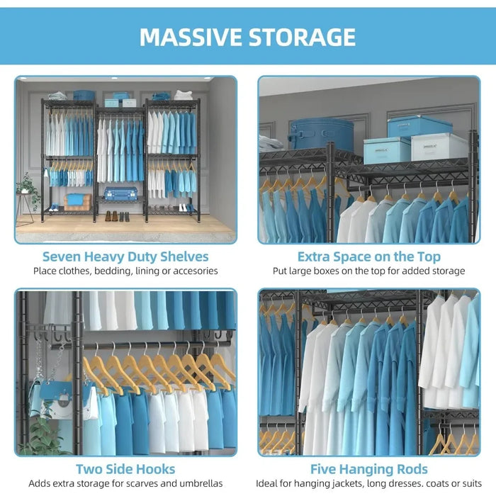 Compact Extra Large Clothing Racks Metal With 5 Hanging Rods Wardrobe Wardrobe Bedroom Furniture Hanger Home Wardrobes