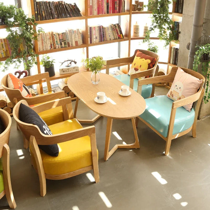 Negotiate reception book bar single sofa chair solid wood leisure dessert milk tea shop western food coffee shop