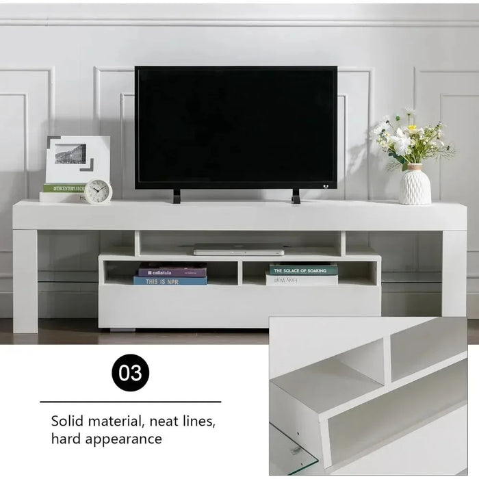 TV Stand for 65 Inch Entertainment Center White TV Stand with 16 Colors RGB Light and Remote  Living Room Bedroom, TV Stand