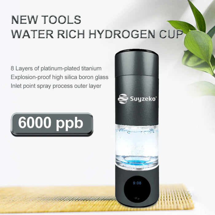 Suyzeko 6000ppb Hydrogen Water Bottle 230ML Hydrogen-Rich Water Cup Water Generator Purifier H2 Concentrator Portable 2024 Gift