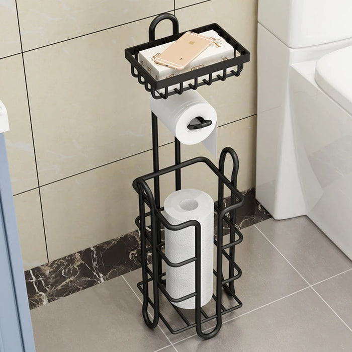 Toilet Paper Roll Holder Stainless Steel Floor Toilet Paper Hanging Rack Toilet Bathroom Paper Rack Shelf Paper Towel Storage