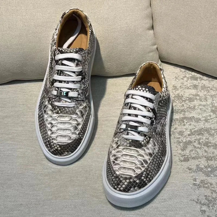 BATMO 2024 new arrival Fashion Snake skin causal shoes men,male Genuine leather sneakers pdd474