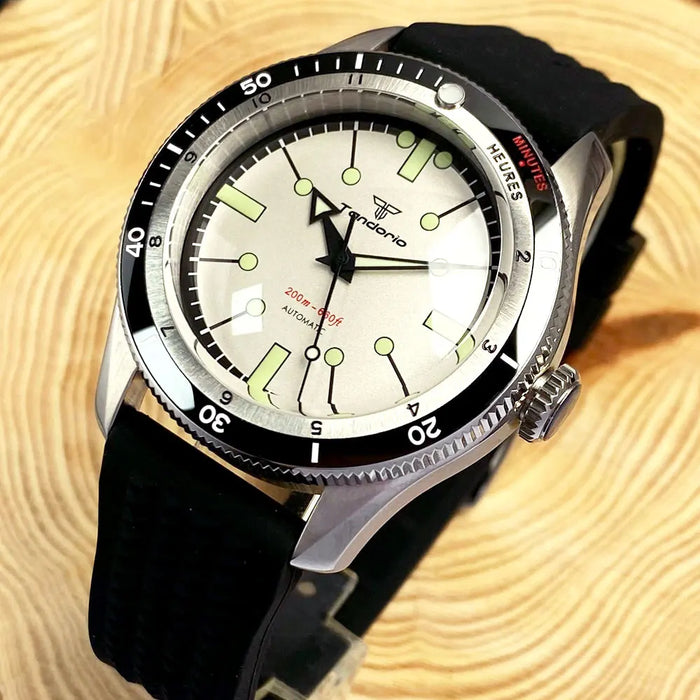 40mm Tandorio Diver Watch for Men Japan NH35 PT5000 Movt Dome Sapphire 120clicks Bezel No Date Automatic Clock