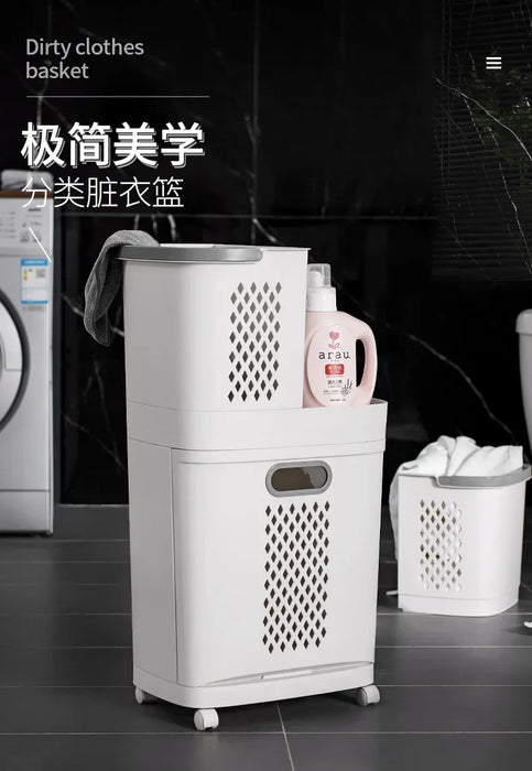 Dirty Clothes Basket Ins Clothes Storage Basket Household Classification Laundry Basket Bathroom Storage Shelf Layered