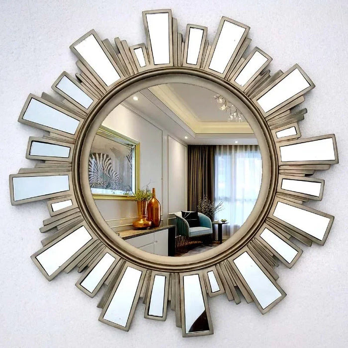 Golden Bathroom Mirrors Round Luxury Antique Vanity Bathroom Mirror Dressing Table Espejo Redondo Home Improvement CC50BM