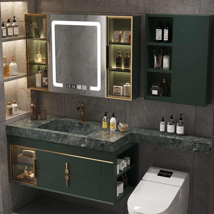 Stone Plate Bathroom Cabinet Combination Toilet Extension Hand Washing Face Washing Whole Washbin Washstand Smart Mirror Cabinet