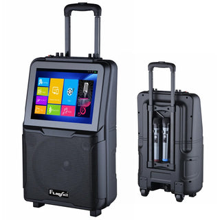 OEM 2023 new trend 10 Inch tv video audio Party Trolley Karaoke Player Partybox Speaker with wireless microphone