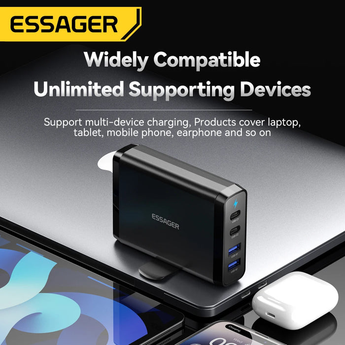 Essager 100W Desktop Charger GaN USB C PD Fast Charging Station QC 4.0 3.0 Type C Quick Charge For iPhone Samsung XiaoMi MacBook